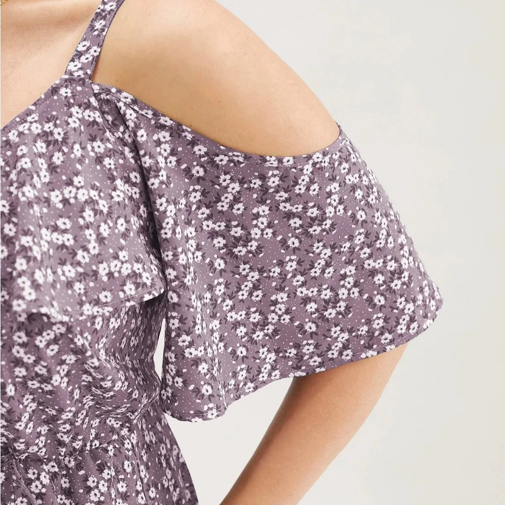 NWT Bloomchic Floral Cold shoulder asymmetrical size 3X 22/24🌸BC BAG 03 - Picture 6 of 11